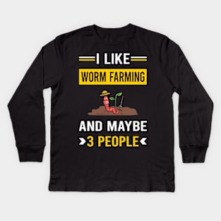 3 People Worm Farming Farmer Vermiculture Vermicompost Vermicomposting Kids Long Sleeve T-Shirt